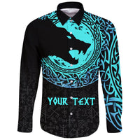 (Custom) Viking Long Sleeve Button Shirt - Fenrir Norse Wolf RLT12 - Wonder Print Shop