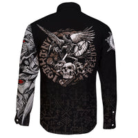 Viking Warrior Long Sleeve Button Shirt Odin Tattoo RLT12 - Wonder Print Shop