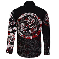 Viking Long Sleeve Button Shirt Fierce Blood Wolf Symbol Of A Viking Nordic RLT12 - Wonder Print Shop