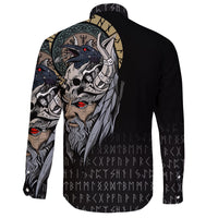 (Custom) Viking Long Sleeve Button Shirt - Viking Odin Raven RLT12 - Wonder Print Shop