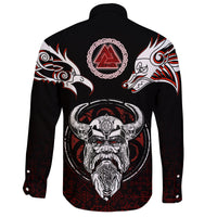 Viking Long Sleeve Button Shirt Odin, Raven, Fenrir and Valknut RLT12 - Wonder Print Shop