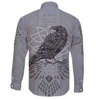 Viking Long Sleeve Button Shirt Odin's Celtic Raven Scandinavian Tattoo RLT12 - Wonder Print Shop
