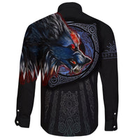 Viking Long Sleeve Button Shirt Viking Fenrir Wolf 3D RLT12 - Wonder Print Shop