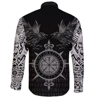 Viking Long Sleeve Button Shirt Odin Huginn and Muninn Rune RLT12 - Wonder Print Shop