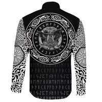 Viking Long Sleeve Button Shirt Huginn and Muniin With Mjolnir RLT12 - Wonder Print Shop