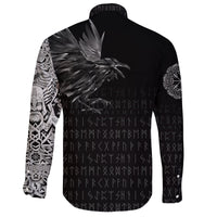 Viking Long Sleeve Button Shirt The Raven Of Odin Rune RLT12 - Wonder Print Shop