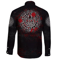 Viking Long Sleeve Button Shirt Viking Bear Claws Blood Tattoo RLT12 - Wonder Print Shop