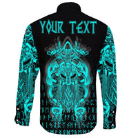 (Custom ) Viking Tyr Tattoo Cyan Long Sleeve Button Shirt RLT12 - Wonder Print Shop