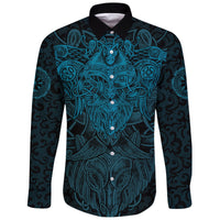 Viking Long Sleeve Button Shirt Odin With Raven RLT12 - Wonder Print Shop