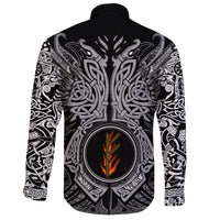 Viking Long Sleeve Button Shirt Fehu Rune, Raven Tattoo RLT12 - Wonder Print Shop