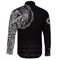 Viking Long Sleeve Button Shirt Norse Raven Tattoo RLT12 - Wonder Print Shop