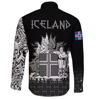 Viking Long Sleeve Button Shirt Iceland Coat Of Arms RLT12 - Wonder Print Shop