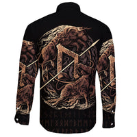 Viking Long Sleeve Button Shirt Uruz Rune RLT12 - Wonder Print Shop