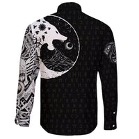 Viking Long Sleeve Button Shirt, Skoll and Hati Rune Tattoo RLT12 - Wonder Print Shop