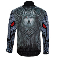Viking Long Sleeve Button Shirt, Spiral Wolf Spirit RLT12 - Wonder Print Shop