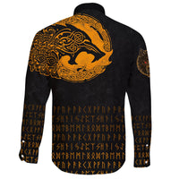 Viking Long Sleeve Button Shirt Fenrir Wolf Orange RLT12 - Wonder Print Shop