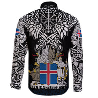 Viking Long Sleeve Button Shirt Iceland Viking Symbol RLT12 - Wonder Print Shop