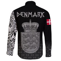 Viking Long Sleeve Button Shirt Denmark Coat Of Arms RLT12 - Wonder Print Shop