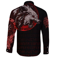Viking Long Sleeve Button Shirt Wolf Blood Moon RLT12 - Wonder Print Shop