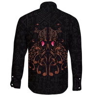 Viking Long Sleeve Button Shirt, Odin God Furthark Tattoo Special RLT12 - Wonder Print Shop