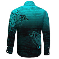 Viking Long Sleeve Button Shirt, Skoll and Hati RLT12 - Wonder Print Shop