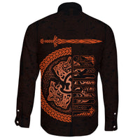 Viking Long Sleeve Button Shirt Fierce Wolf Totemic Animal RLT12 - Wonder Print Shop