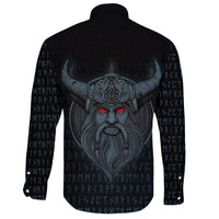 Viking Long Sleeve Button Shirt Odin Angry RLT12 - Wonder Print Shop