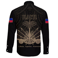Haiti Long Sleeve Button Shirt Polynesian Neg Maron - Wonder Print Shop