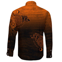Viking Long Sleeve Button Shirt, Skoll and Hati Orange RLT12 - Wonder Print Shop