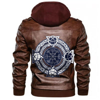 Viking Vegvisir Celtic Trinity Knot Leather Jacket RLT12 - Wonder Print Shop