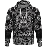 Viking Hoodie Helmet Crossed Sword with Bandana Paisley Style RLT12 - Wonder Print Shop