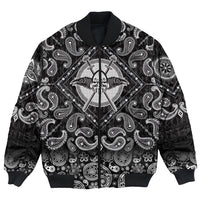 Viking Bomber Jacket Helmet Raven Crossed Axes with Bandana Paisley Style RLT12 - Wonder Print Shop