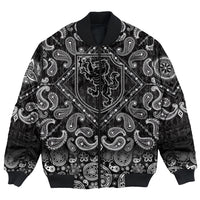 Viking Bomber Jacket Heraldic Shield With Werewolf and Rune Wolfsangel with Bandana Paisley Style RLT12 - Wonder Print Shop