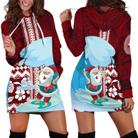 Hawaii Christmas Surfing Santa Claus Mele Kalikimaka Hoodie Dress - Wonder Print Shop