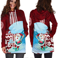 Hawaii Christmas Surfing Santa Claus Mele Kalikimaka Hoodie Dress - Wonder Print Shop