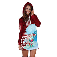 Hawaii Christmas Surfing Santa Claus Mele Kalikimaka Hoodie Dress - Wonder Print Shop