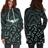 New Zealand Hoodie Dress Maori Graphic Tee patterns Green LT6 - Wonder Print Shop