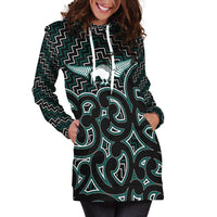 New Zealand Hoodie Dress Maori Graphic Tee patterns Green LT6 - Wonder Print Shop