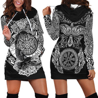 Viking Hoodie Dress Raven and Wolf RLT12 - Wonder Print Shop