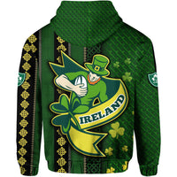 Ireland Celtic Knot Rugby Hoodie Irish Gold and Green Pattern - Wonder Print Shop
