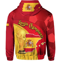 Spain Football Champions Hoodie Spain Coat Of Arms And Trophy - Wonder Print Shop