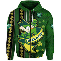 Ireland Celtic Knot Rugby Hoodie Irish Gold and Green Pattern - Wonder Print Shop
