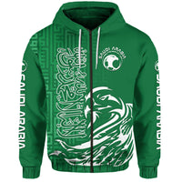 Custom Saudi Arabia Football Falcon Bird And Arabic TexHoodie - Wonder Print Shop