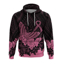 Polynesian Breast Cancer Awareness Hoodie Floral Butterfly - Wonder Print Shop