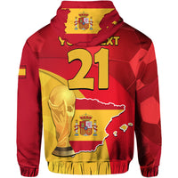 Custom Spain Football Champions Hoodie Spain Coat Of Arms And Trophy - Wonder Print Shop