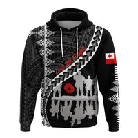 Tonga ANZAC Day Black and White Hoodie Lest We Forget - Wonder Print Shop