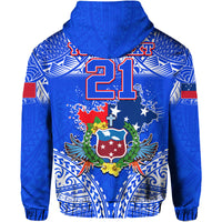 Custom Toa Samoa Polynesian Rugby Hoodie Samoan Flag Blue Color - Wonder Print Shop