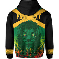 Jamaica Personalised Hoodie Rastafari Lion Mix Kente - Wonder Print Shop