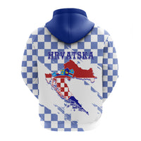 Croatia Hoodie Checkerboard Grunge Style Blue Color - Wonder Print Shop