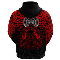 Viking Clothing Viking Odin Helm Of Awe (Red) Gaiter Hoodie RLT12 - Wonder Print Shop